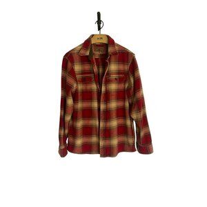 Orvis  Outdoor Heavyweight Double Brushed Flannel Red Plaid Shirt M